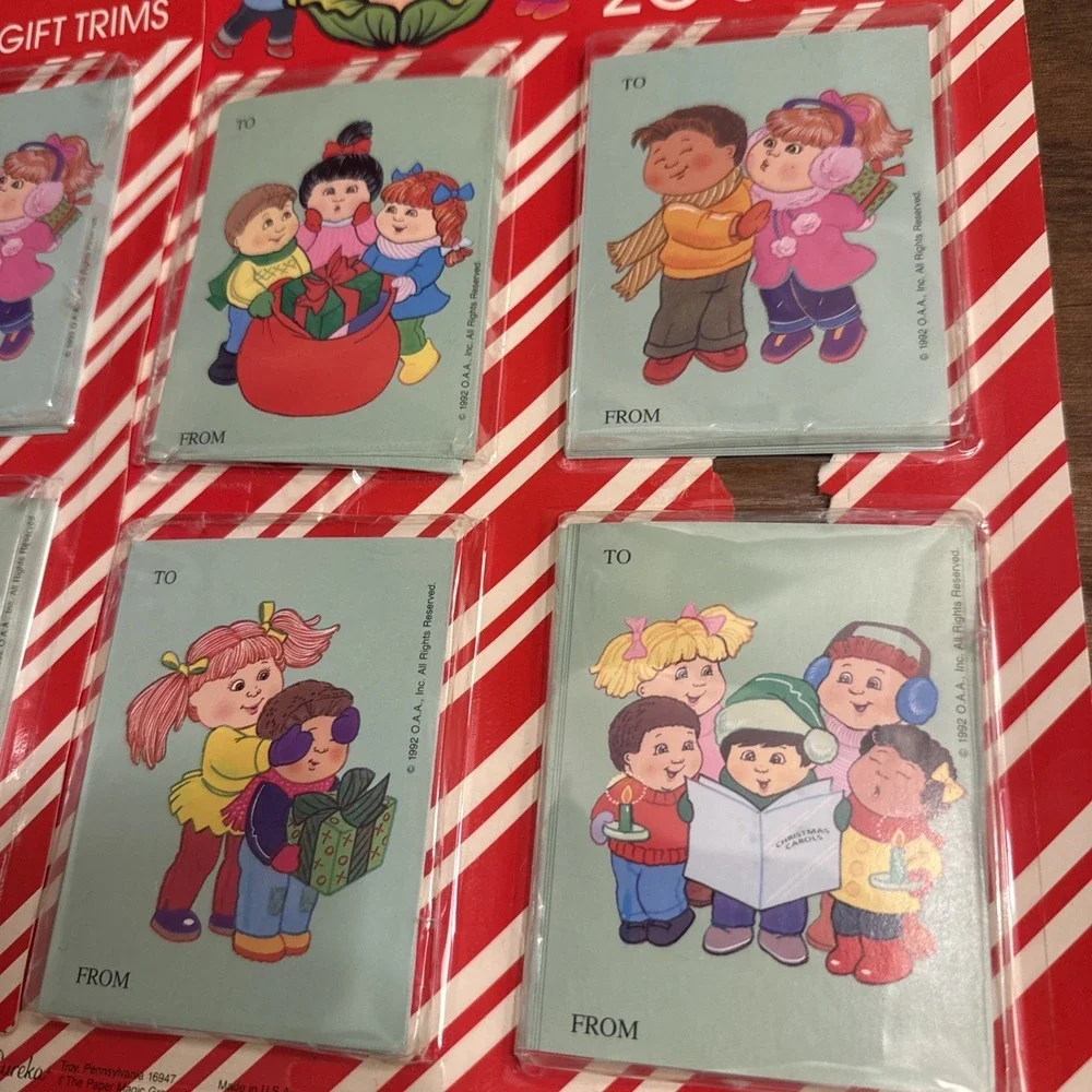 Vintage Cabbage Patch Kids Christmas Gift Tags Lot 2 Sealed 1992 Eureka Holiday